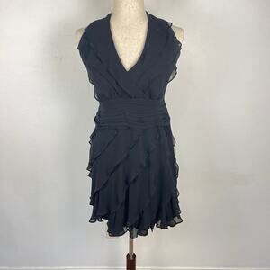 Tadashi Shoji Dress Silk Ruffle Tiered Mini Size 6 Prom Fairy Whimsigoth Y2K